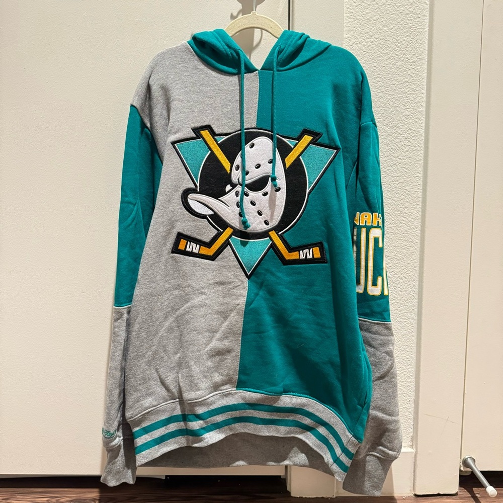RARE Mitchell & Ness Mighty Ducks Anaheim Ducks Colorblock Hoodie